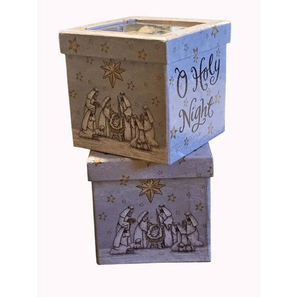 Pair of Burton + Burton Ball Ornaments Tina Wenke Nativity Oh Holy Night In Box - Picture 8 of 13